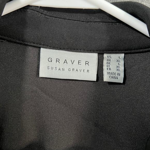 GRAVER Susan Graver LK Fusion 3/4 Sly Cutaway Hem Blazer Black Size Large - Picture 3 of 12